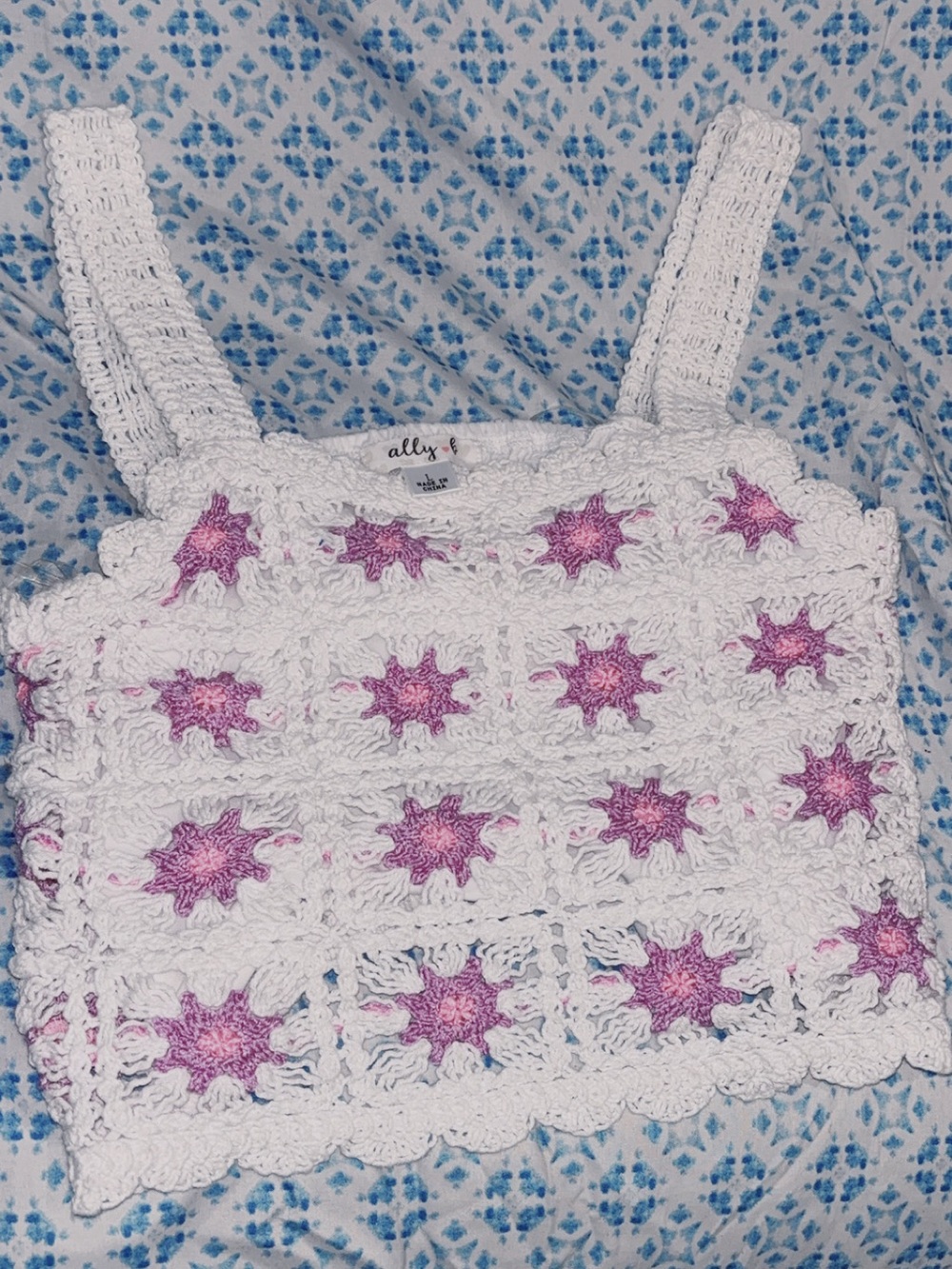 Ally B White Smocked Tank with Pink Heart Logo